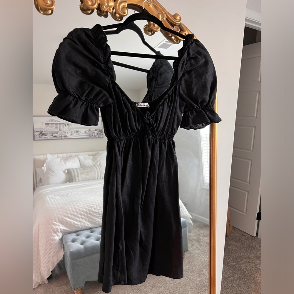 Reformation black linen dress